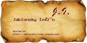 Jablonsky Iván névjegykártya